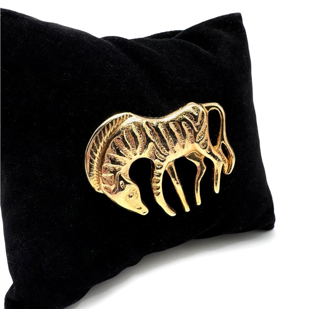 Vintage Zebra Brooch, Gold-tone Animal Pin